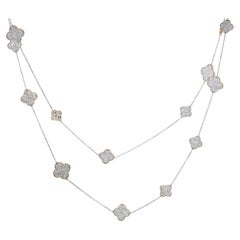 14k Two-tone Gold 13.65tcw H VS Diamond Alhambra Necklace