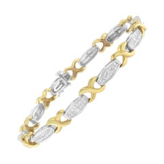 Bracciale da tennis X-Link in oro 14k bicolore con 2 ctw di diamanti incastonati invisibili
