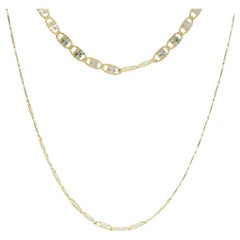 14k zwei Tone Gold 22" Diamantschliff Finish Brilliant Flat Link Kette Halskette