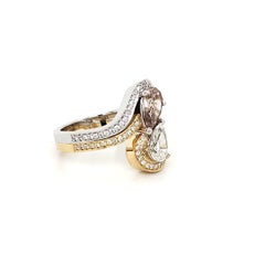 18k Two-Tone Gold 2.06ct Pear-shaped Diamond Two Stone Diamond Ring (Size 6.5)
