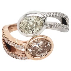14k Two-Tone Gold 2.32ct Oval-cut and Round Two Stone Diamond Ring (Size 7)