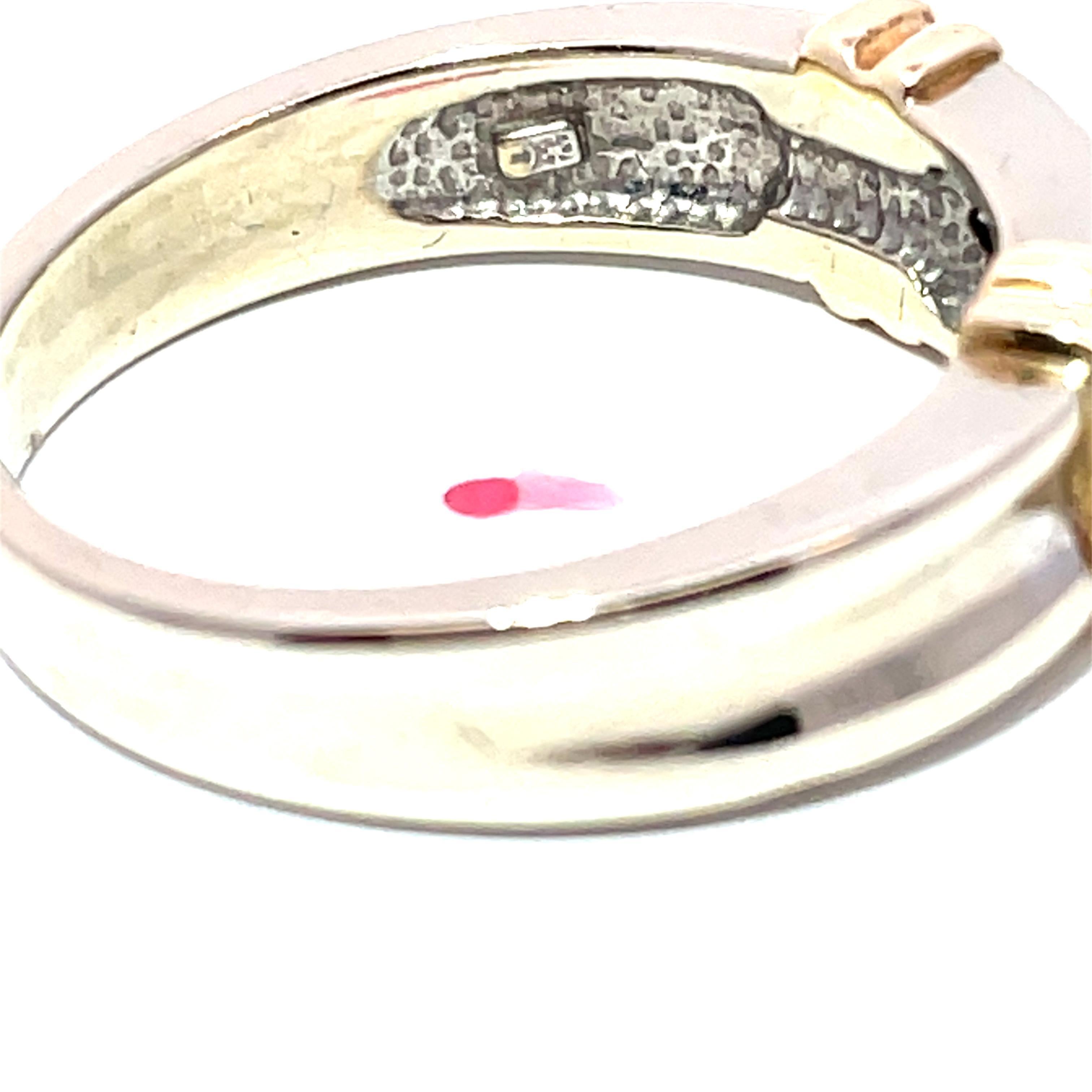 Bague en or bicolore 14K à 3 pierres en diamant naturel Unisexe en vente