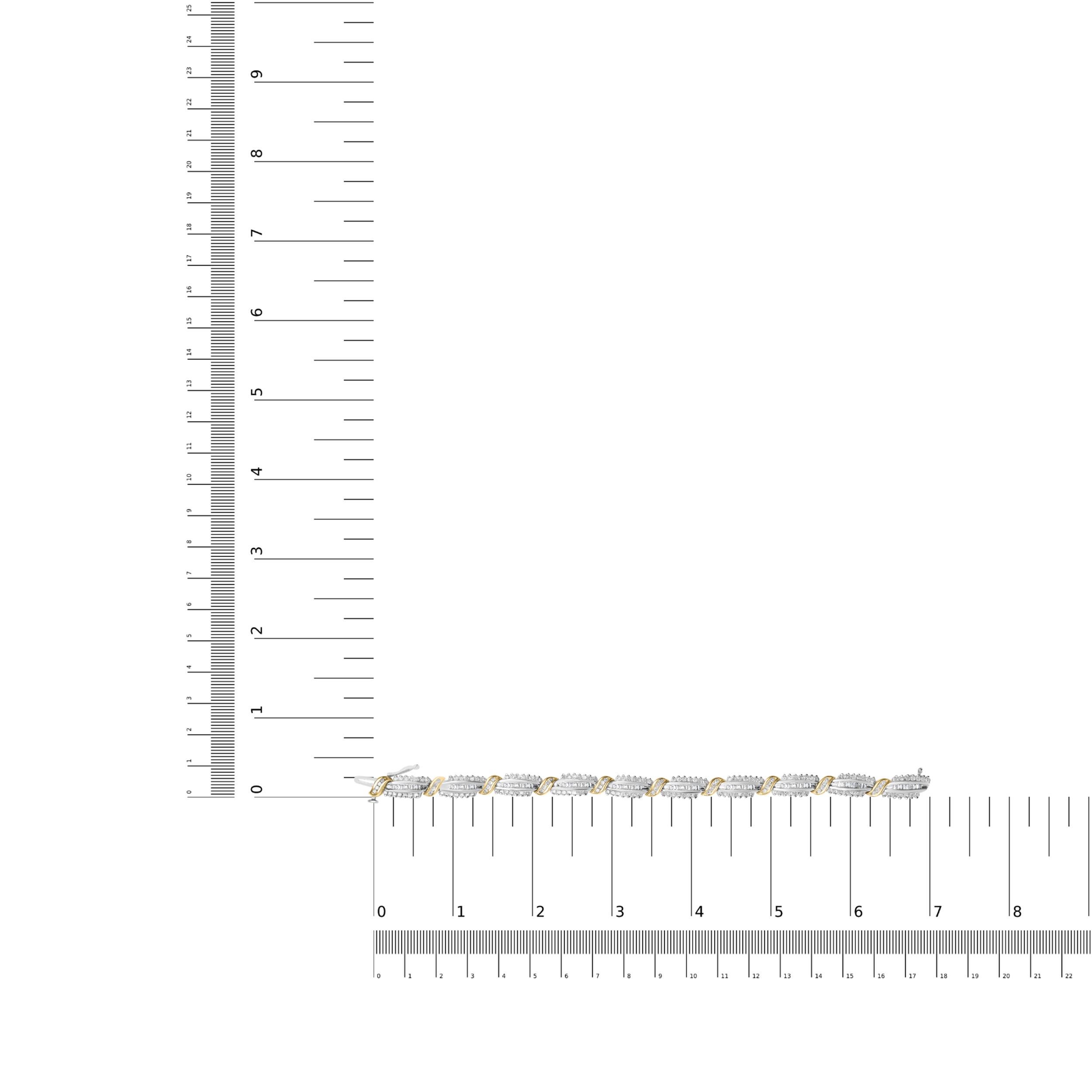 14K Or bicolore 3.00 Cttw Diamond Multi Row and S Link Bracelet Pour femmes en vente