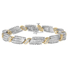 14K Or bicolore 3.00 Cttw Diamond Multi Row and S Link Bracelet