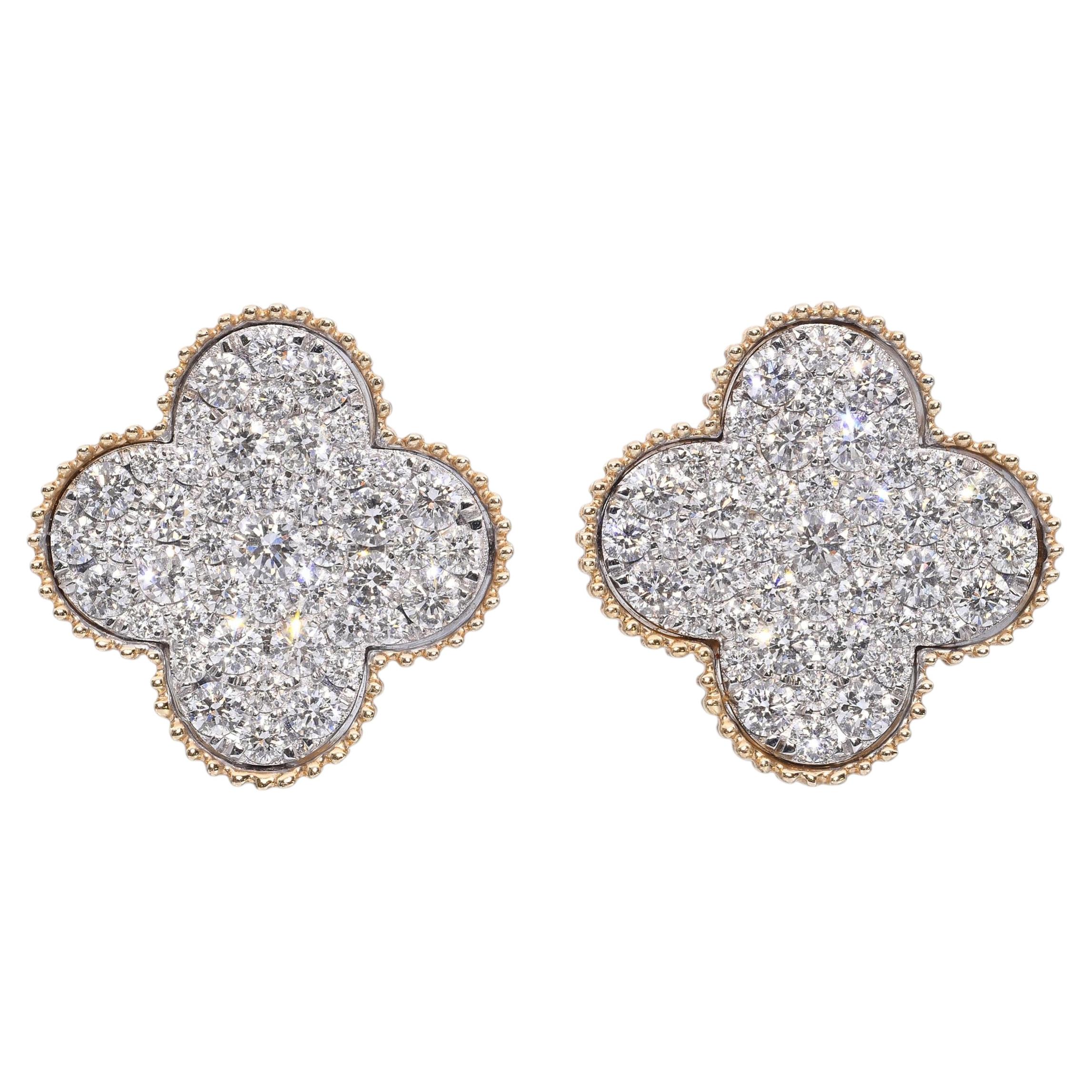 Orecchini in oro 14k bicolore con diamante H VS da 3,38tcw