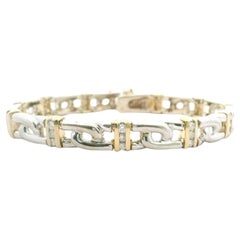 14k Two Tone Gold and Diamond 26g Fancy Link Bracelet 8"