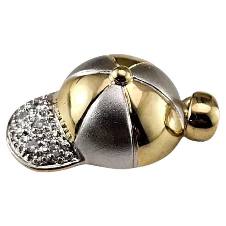 14K Or bicolore et diamant Breloque/pendentif casquette de baseball #23555
