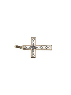 14K Two-Tone Gold and Diamond Cross Pendant #23644