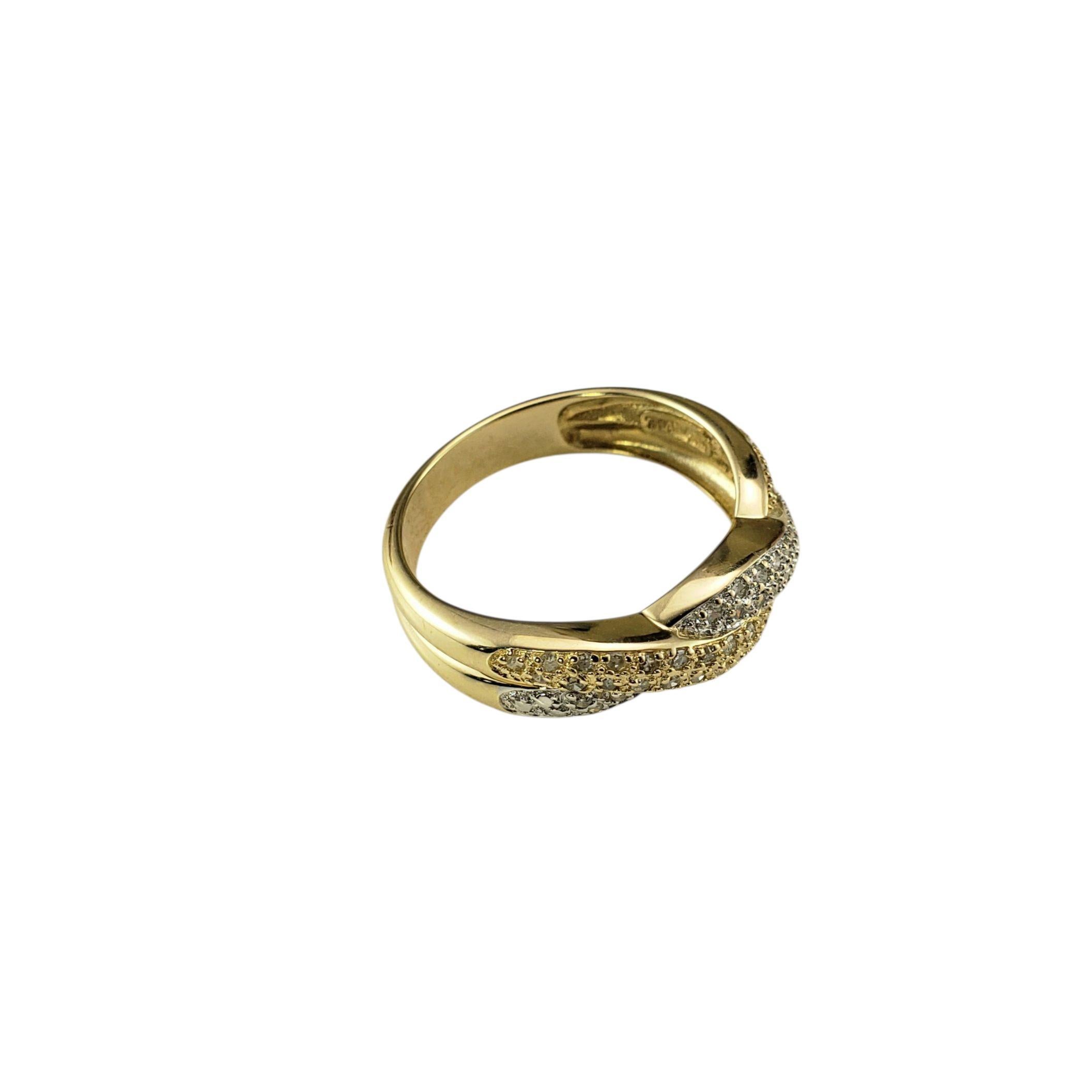Contemporaneo Anello a fascia incrociata in oro e diamanti bicolore 14K misura 7,5 #23023 in vendita
