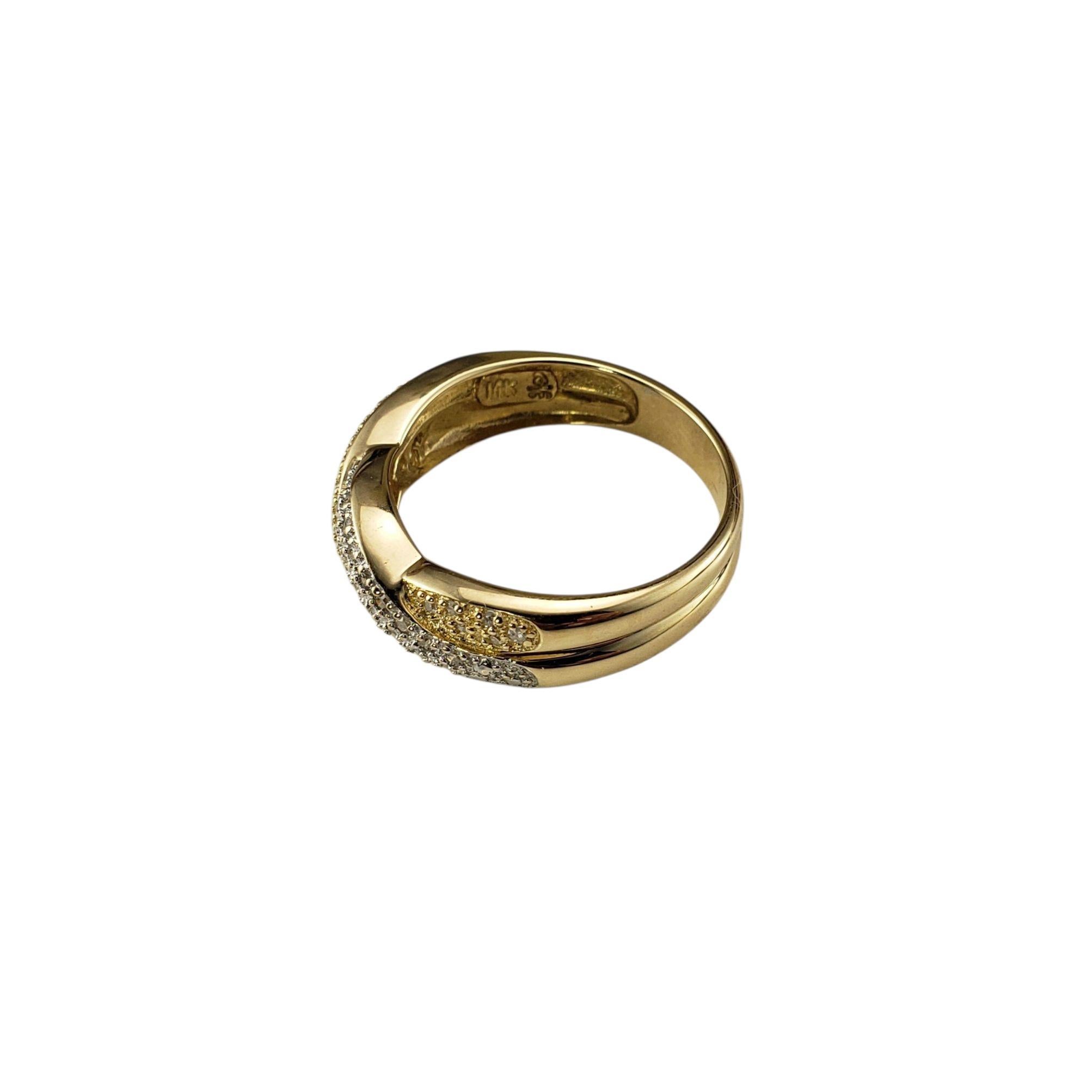 Taglio singolo Anello a fascia incrociata in oro e diamanti bicolore 14K misura 7,5 #23023 in vendita