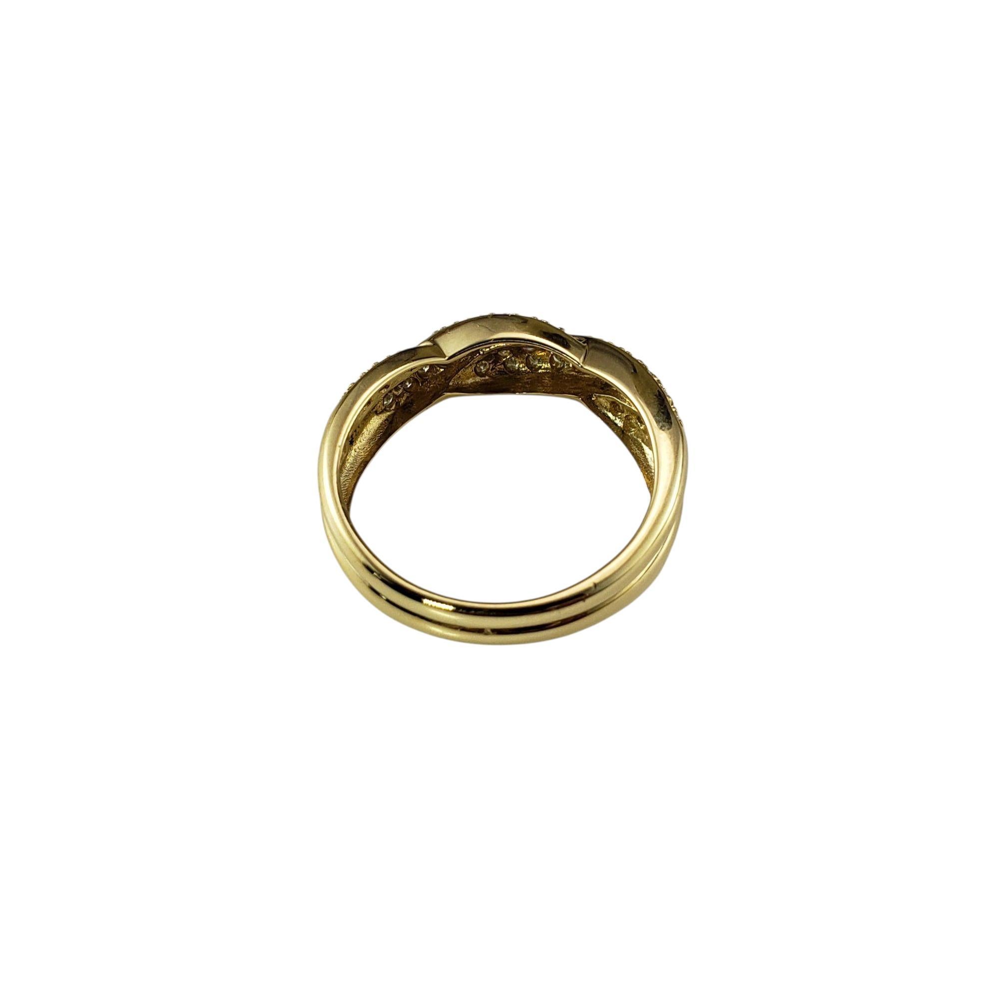 Anello a fascia incrociata in oro e diamanti bicolore 14K misura 7,5 #23023 In condizioni buone in vendita a Washington Depot, CT