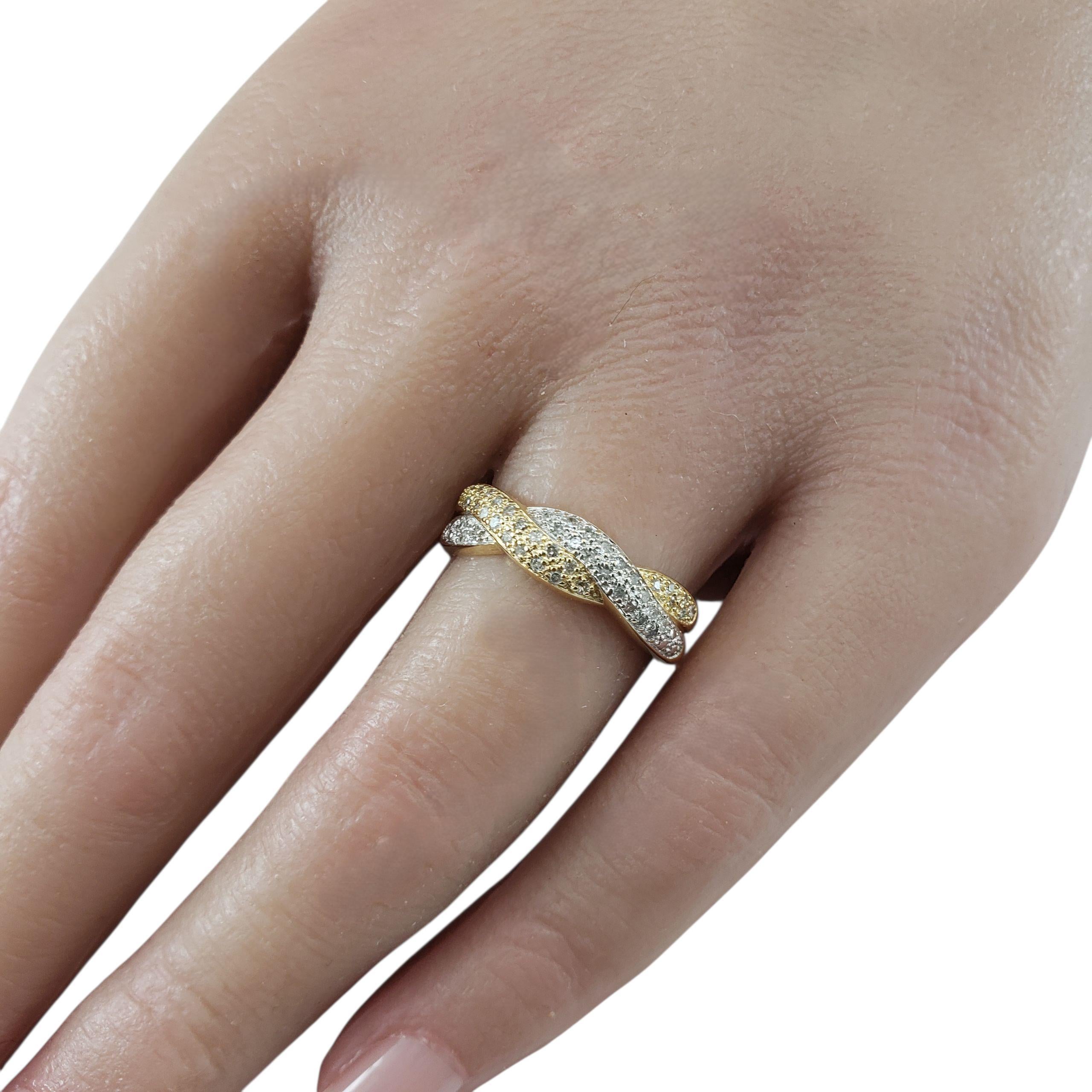 Anello a fascia incrociata in oro e diamanti bicolore 14K misura 7,5 #23023 in vendita 3