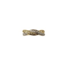 14K Two-Tone Gold and Diamond Crossover Band Ring Size 7.5 #23023