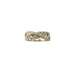 14K Two-Tone Gold and Diamond Crossover Ring Size 6.75 #21819