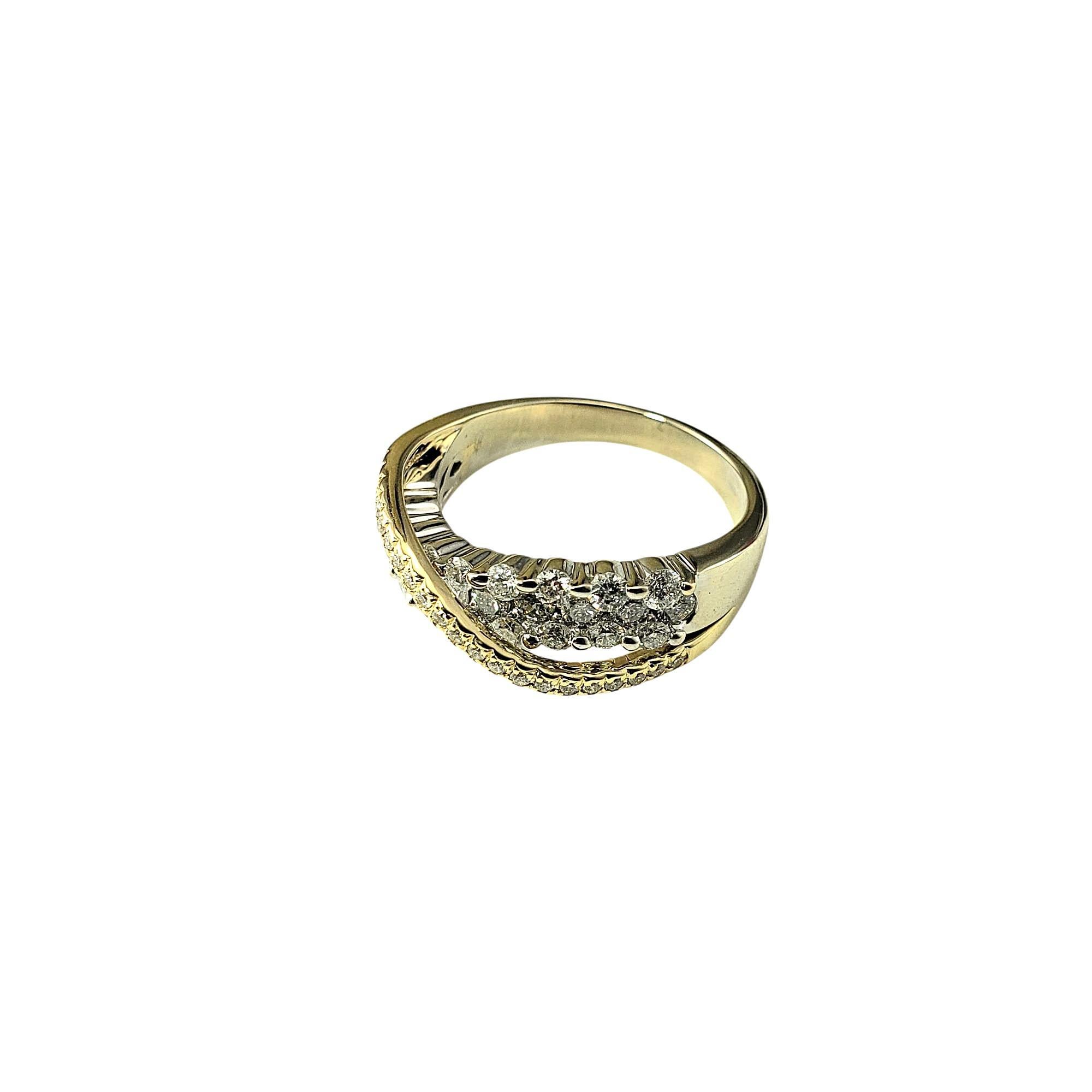 Contemporaneo Anello incrociato in oro e diamanti bicolore 14K misura 6,75 #21819 in vendita