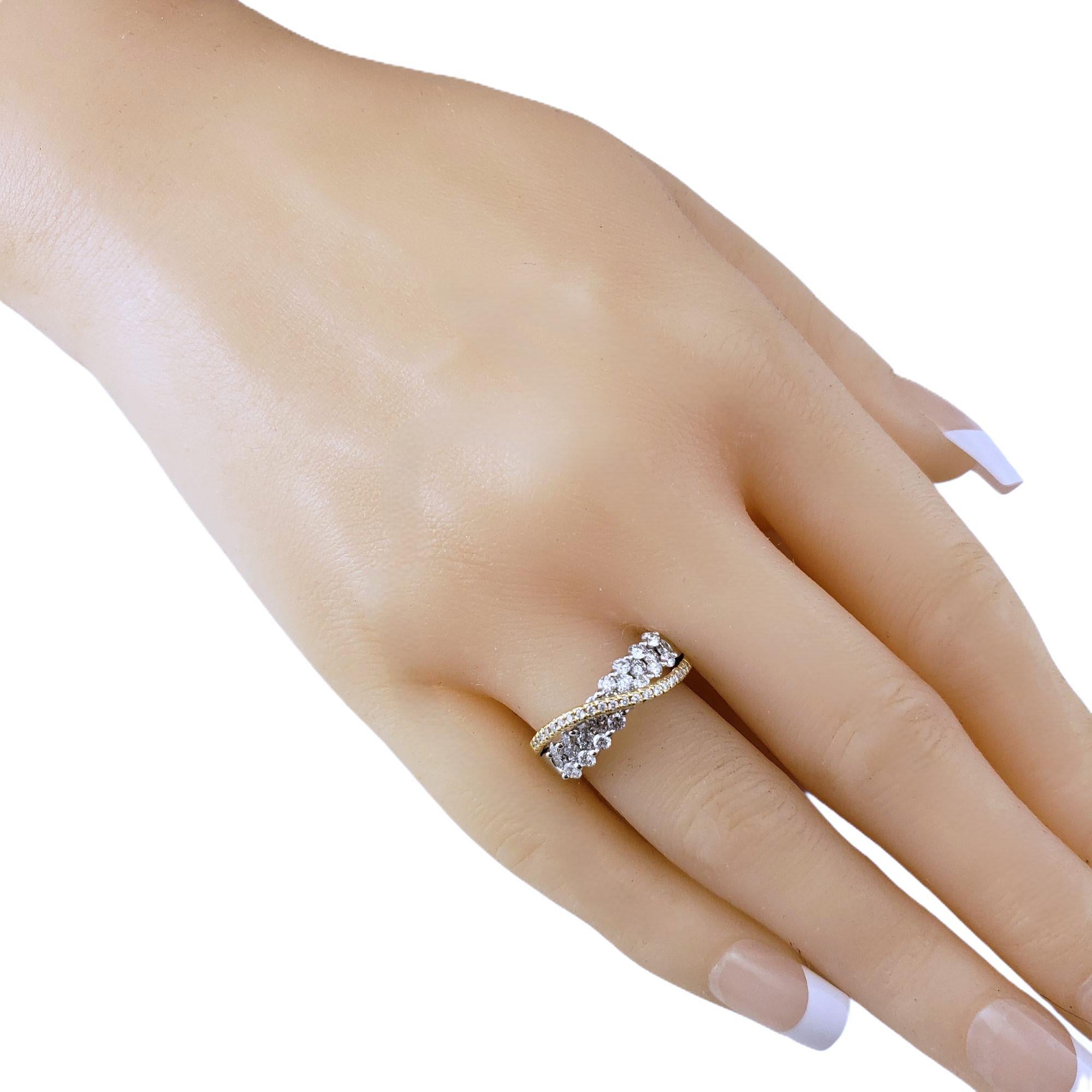 Donna Anello incrociato in oro e diamanti bicolore 14K misura 6,75 #21819 in vendita