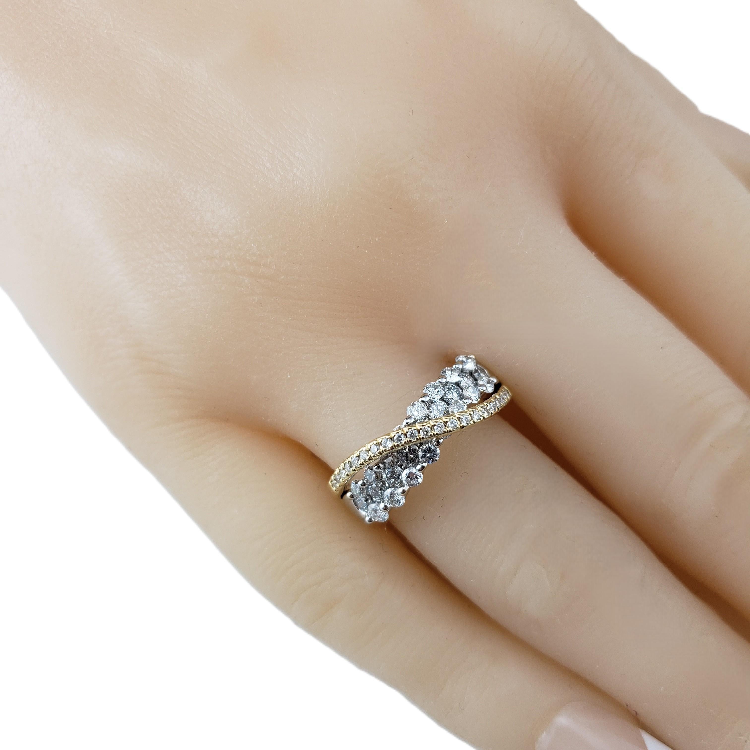 Anello incrociato in oro e diamanti bicolore 14K misura 6,75 #21819 in vendita 1