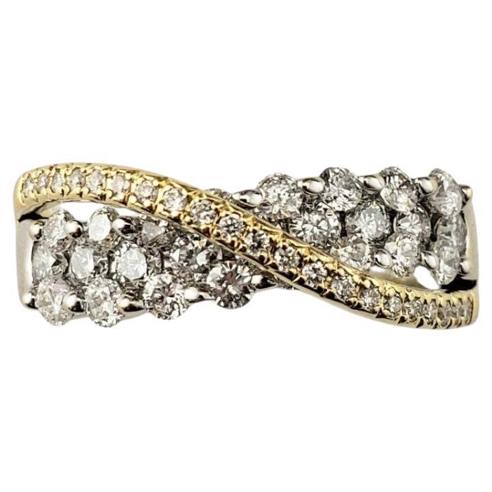 14K Two-Tone Gold and Diamond Crossover Ring Size 6.75 #21819