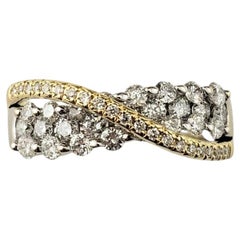 14K Two-Tone Gold and Diamond Crossover Ring Size 6.75 #21819