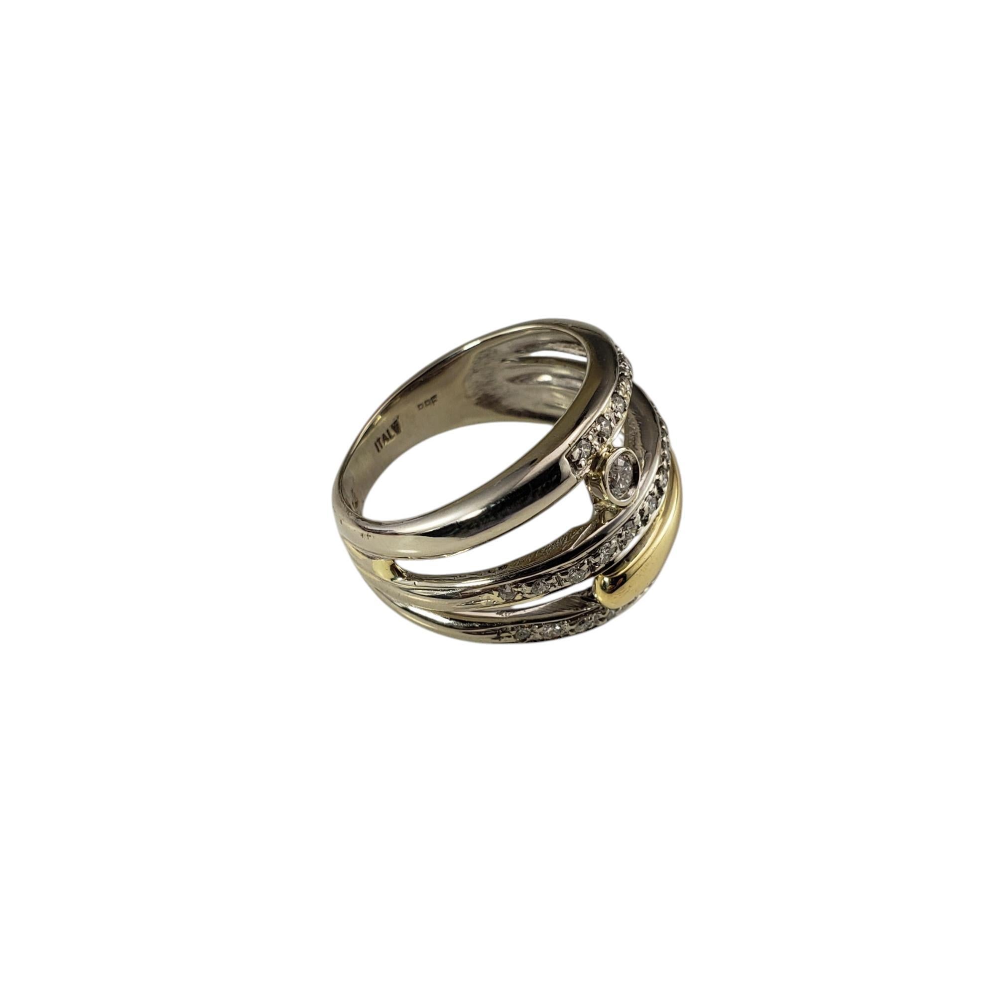 Contemporaneo Anello a fascia multipla in oro e diamanti bicolore 14K misura 6,25 #19545 in vendita