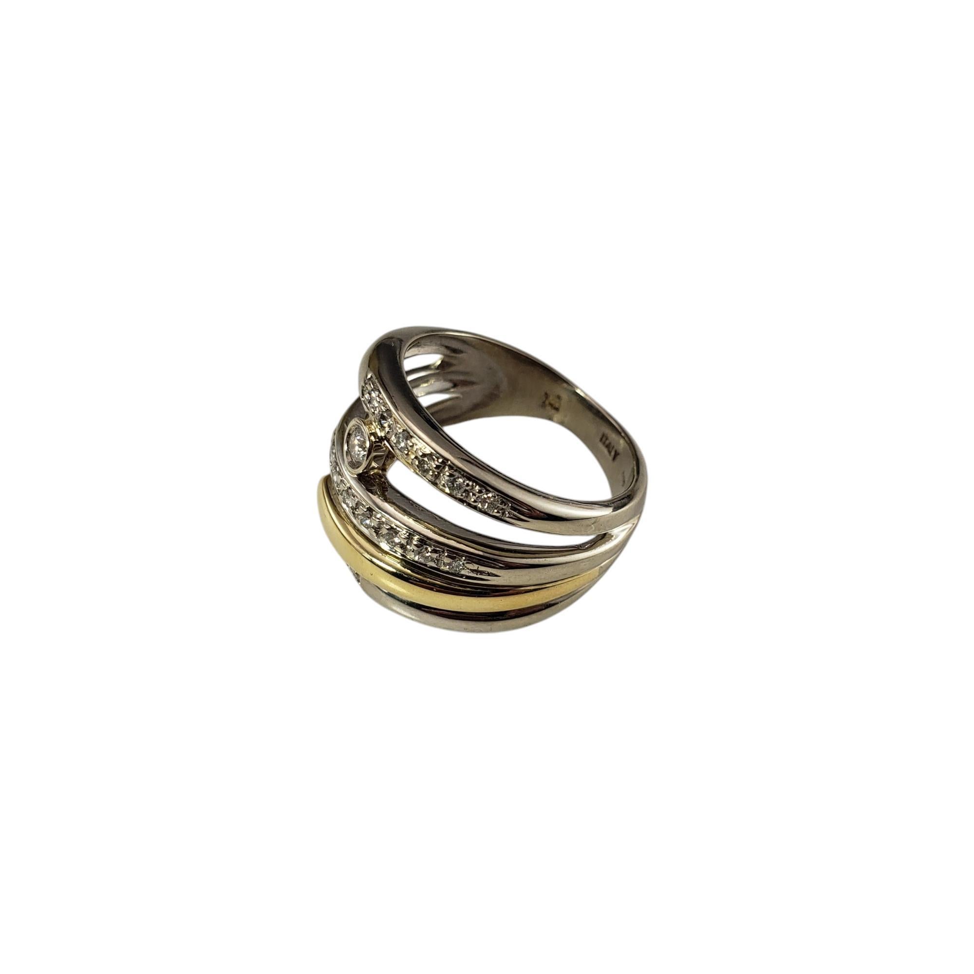 Taglio brillante Anello a fascia multipla in oro e diamanti bicolore 14K misura 6,25 #19545 in vendita