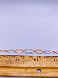 Two-Tone Diamond and Gold Paper Clip Bracelet