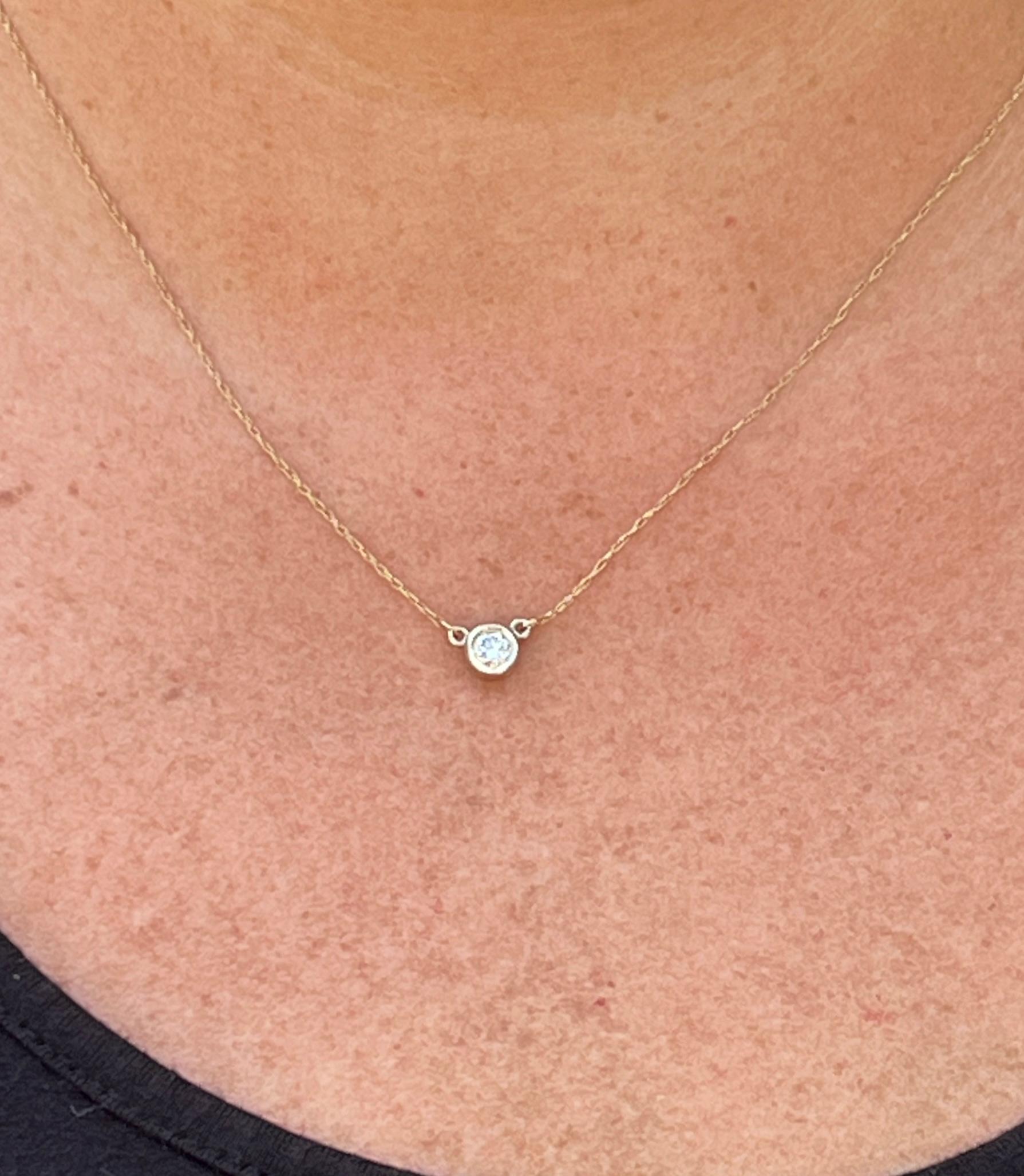 Round Cut 14k Two-Tone Gold and Diamond Pendant Necklace