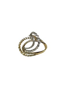 14K Two-Tone Gold and Diamond Statement Ring Size 8.5 #25413