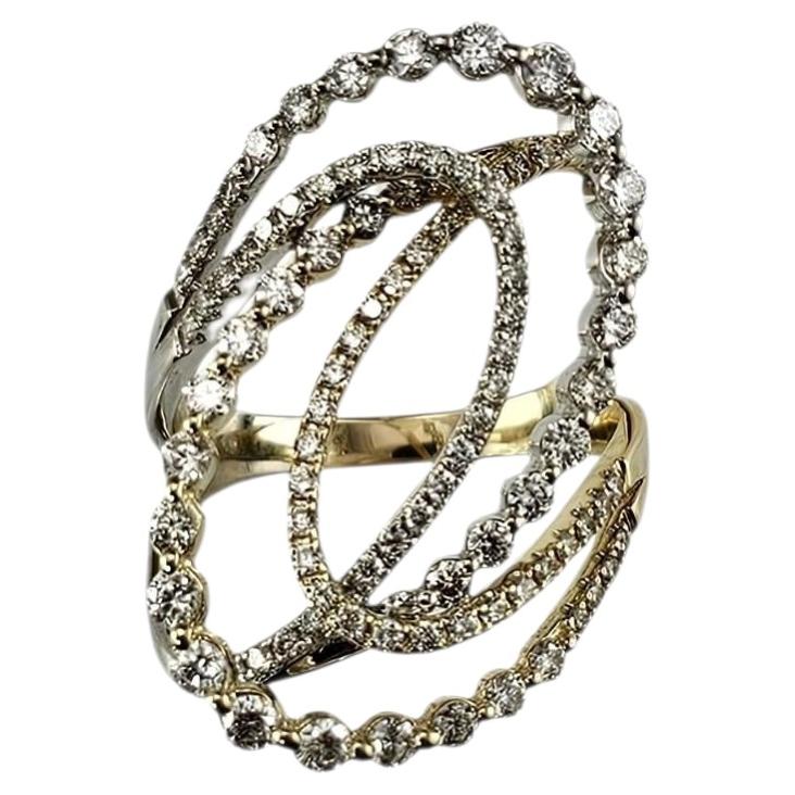 14K Two-Tone Gold and Diamond Statement Ring Size 8.5 #25413 For Sale