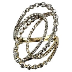 14K Two-Tone Gold and Diamond Statement Ring Size 8.5 #25413