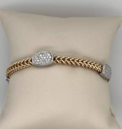 14K Two tone Gold and Natural Round Diamond Bracelet