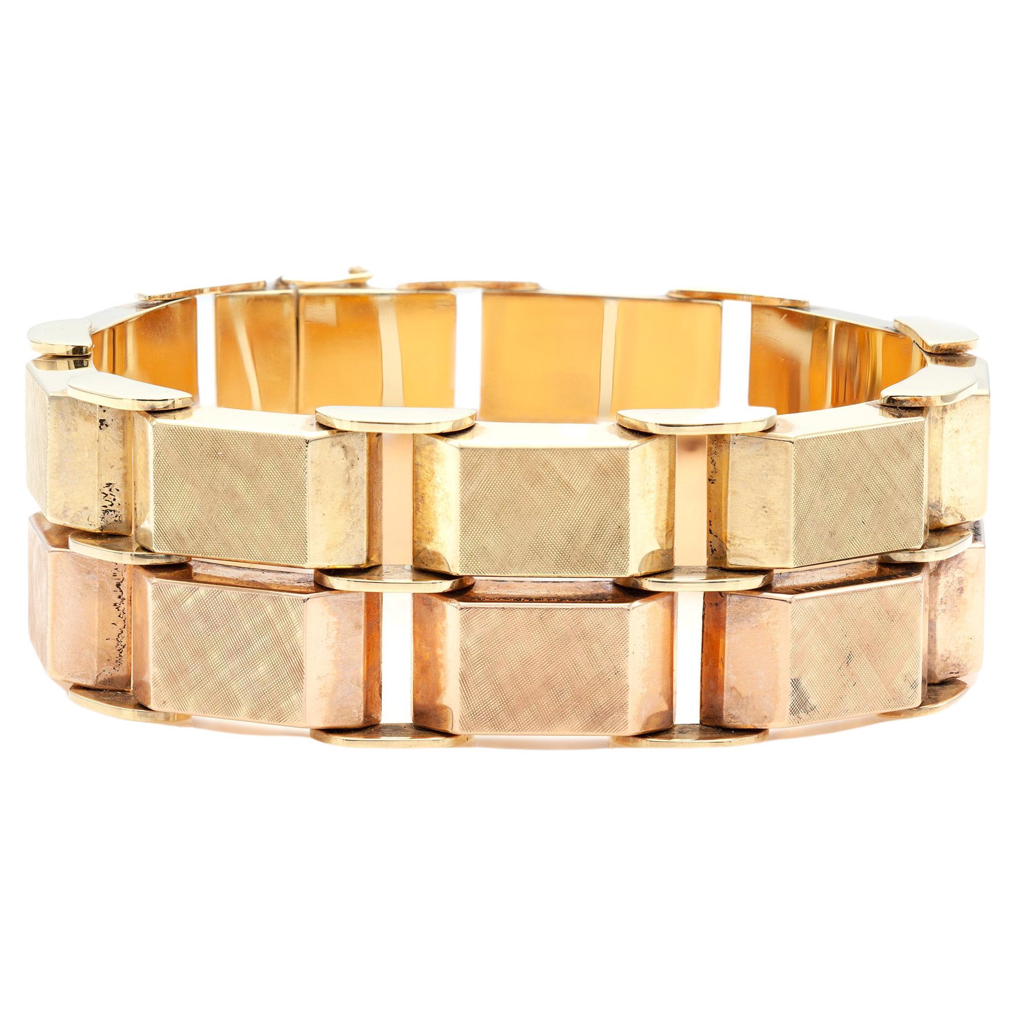 14K Two-Tone Gold Bracelet For Sale