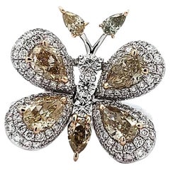 14k Two-Tone Gold Butterfly Diamond Ring
