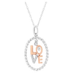 14K Two-Tone Gold Diamond Accent "Love" Pendant Necklace