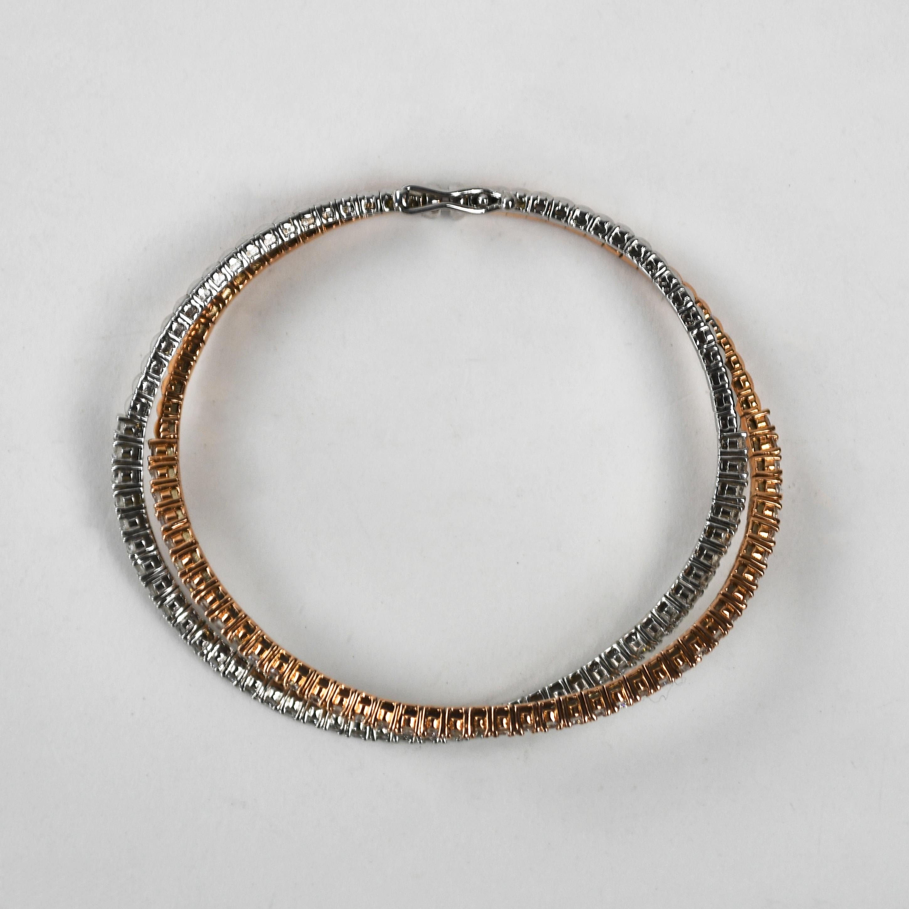 Bracelet en or bicolore 14K avec diamants 3.00ct Unisexe en vente