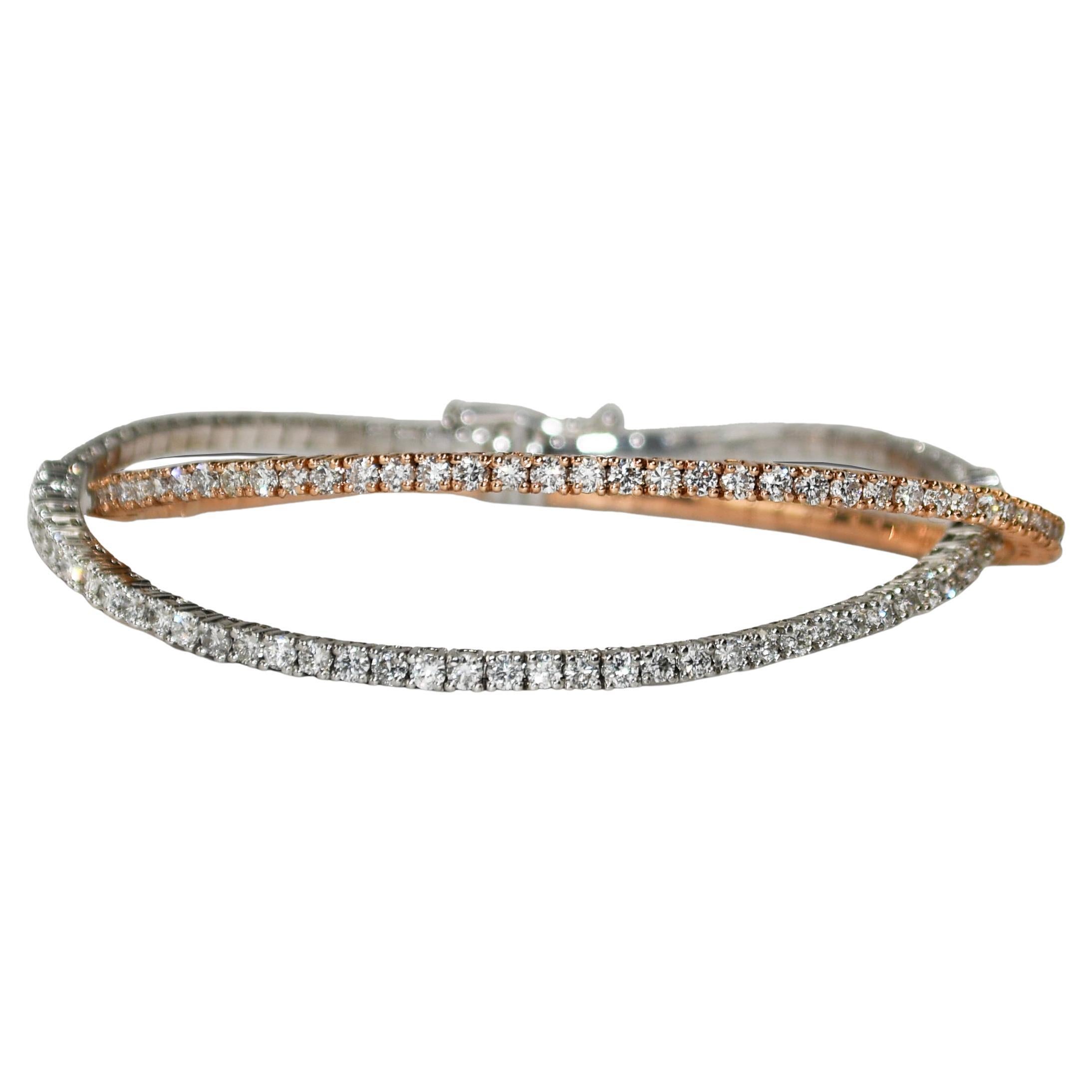 Bracelet en or bicolore 14K avec diamants 3.00ct en vente