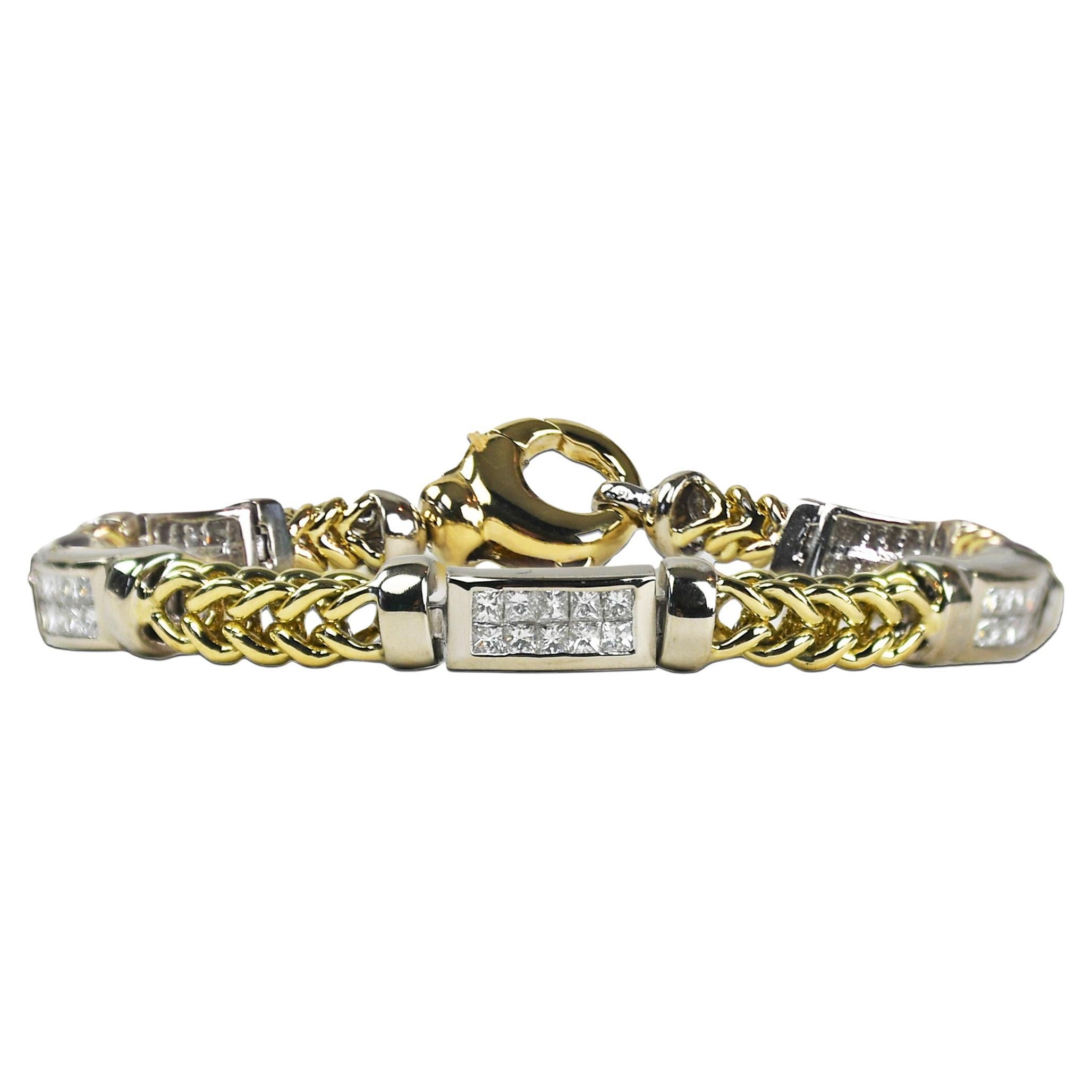 14K Two-Tone Gold Diamond Bracelet 1.50ct