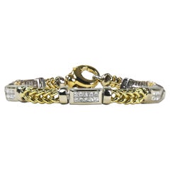 Bracelet en or bicolore 14 carats avec diamants 1,50 carat
