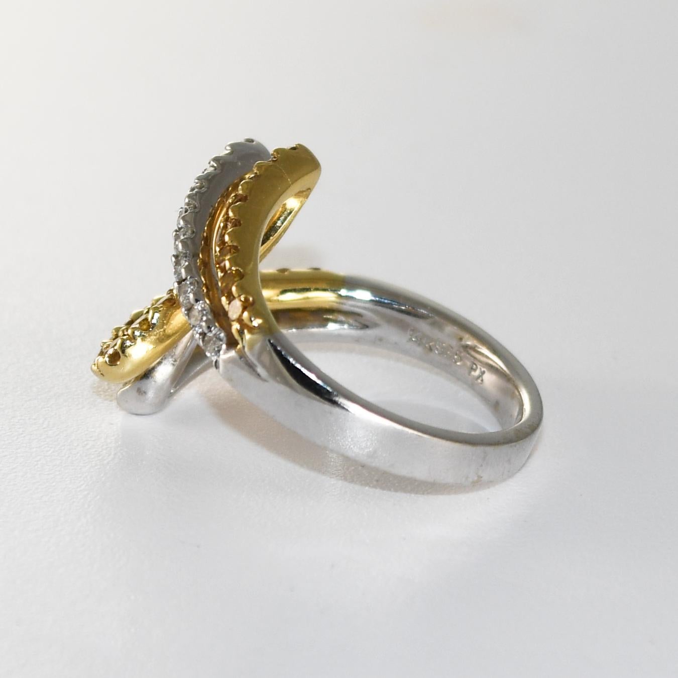 da uomo o donna Anello Cocktail in oro 14K bicolore con diamante 1,00ct in vendita