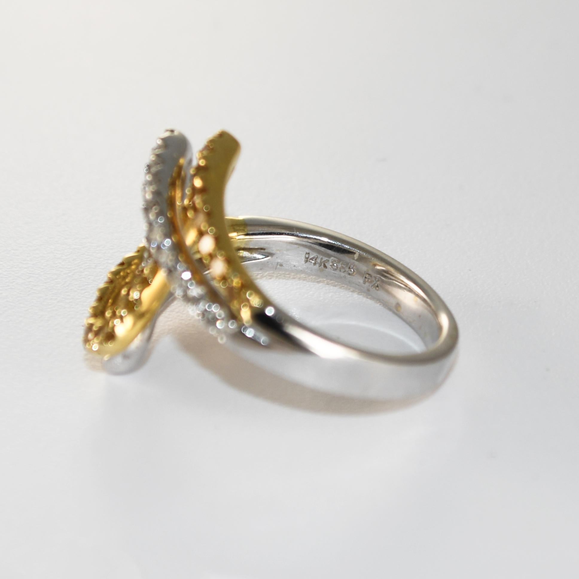 Anello Cocktail in oro 14K bicolore con diamante 1,00ct in vendita 2