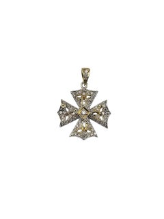 14K Two-Tone Gold Diamond Cross Pendant #23552