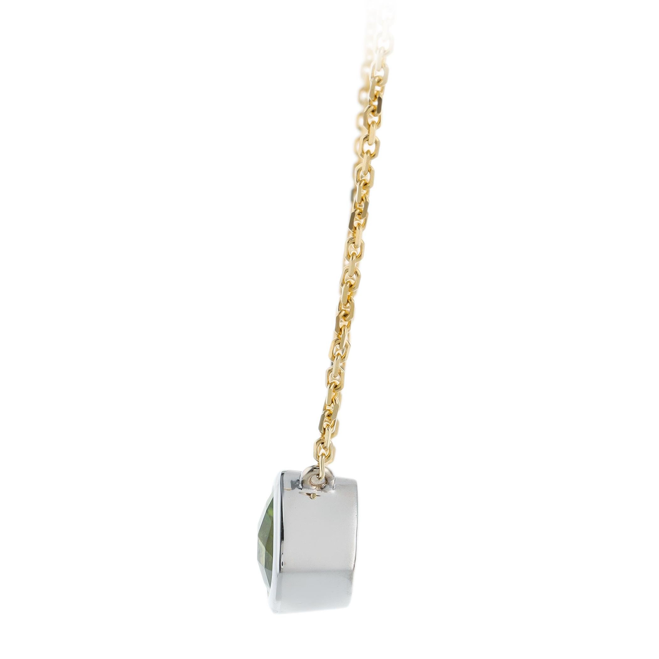 14K Two Tone Gold Diamond Green Tourmaline Adjneck In New Condition For Sale In Great Neck, NY