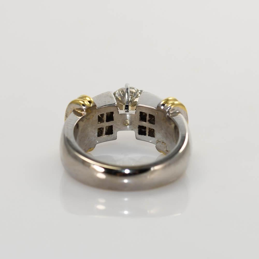 Taglio rotondo Anello in oro 14K bicolore con diamante 0,80ct in vendita
