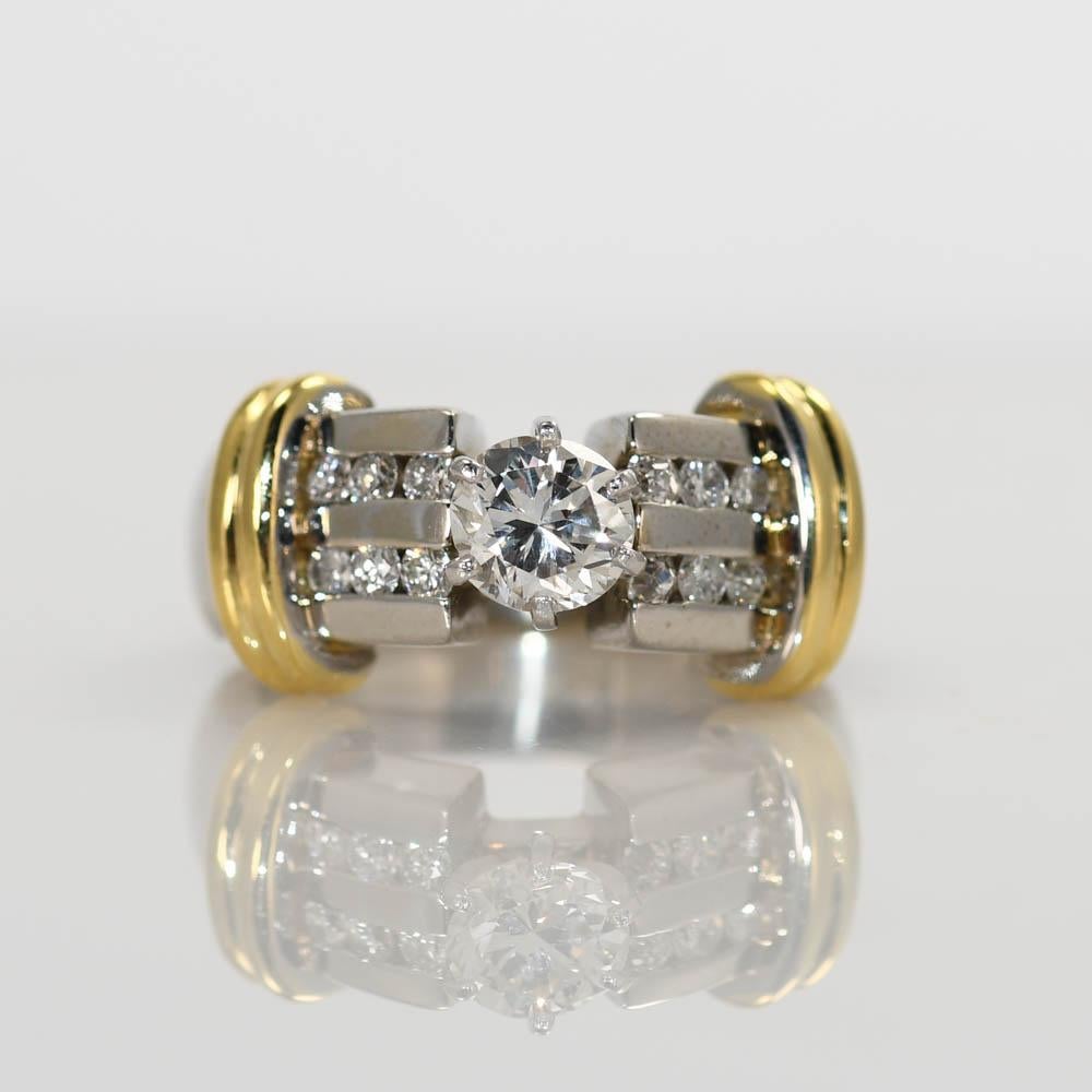 Anello in oro 14K bicolore con diamante 0,80ct In condizioni ottime in vendita a Laguna Beach, CA