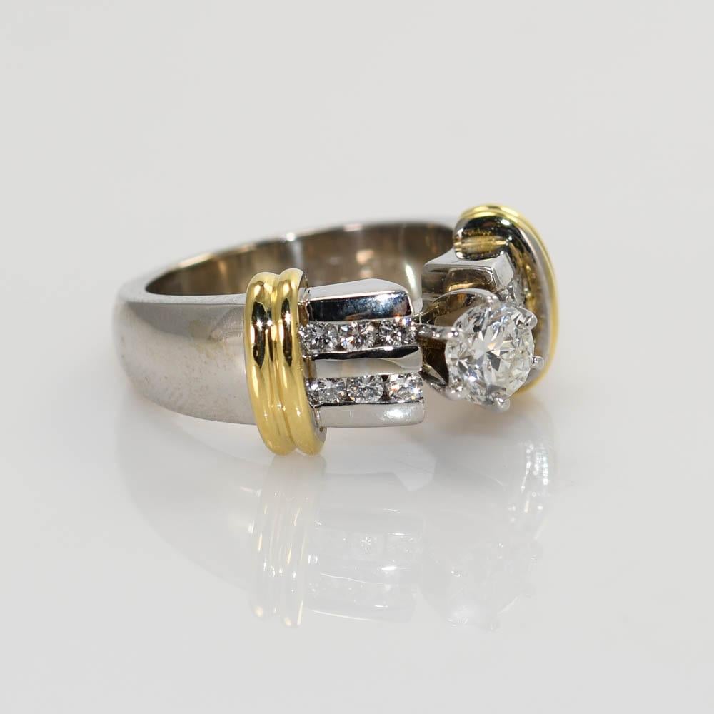da uomo o donna Anello in oro 14K bicolore con diamante 0,80ct in vendita