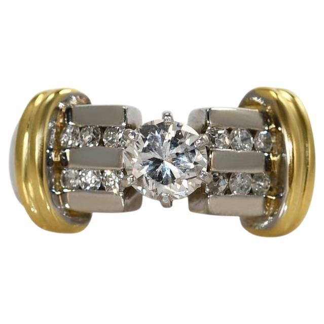 14K zweifarbiger Gold Diamantring 0,80ct