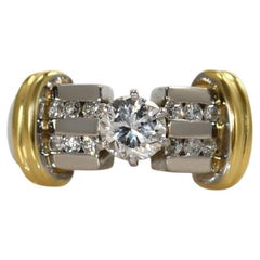 Anello in oro 14K bicolore con diamante 0,80ct