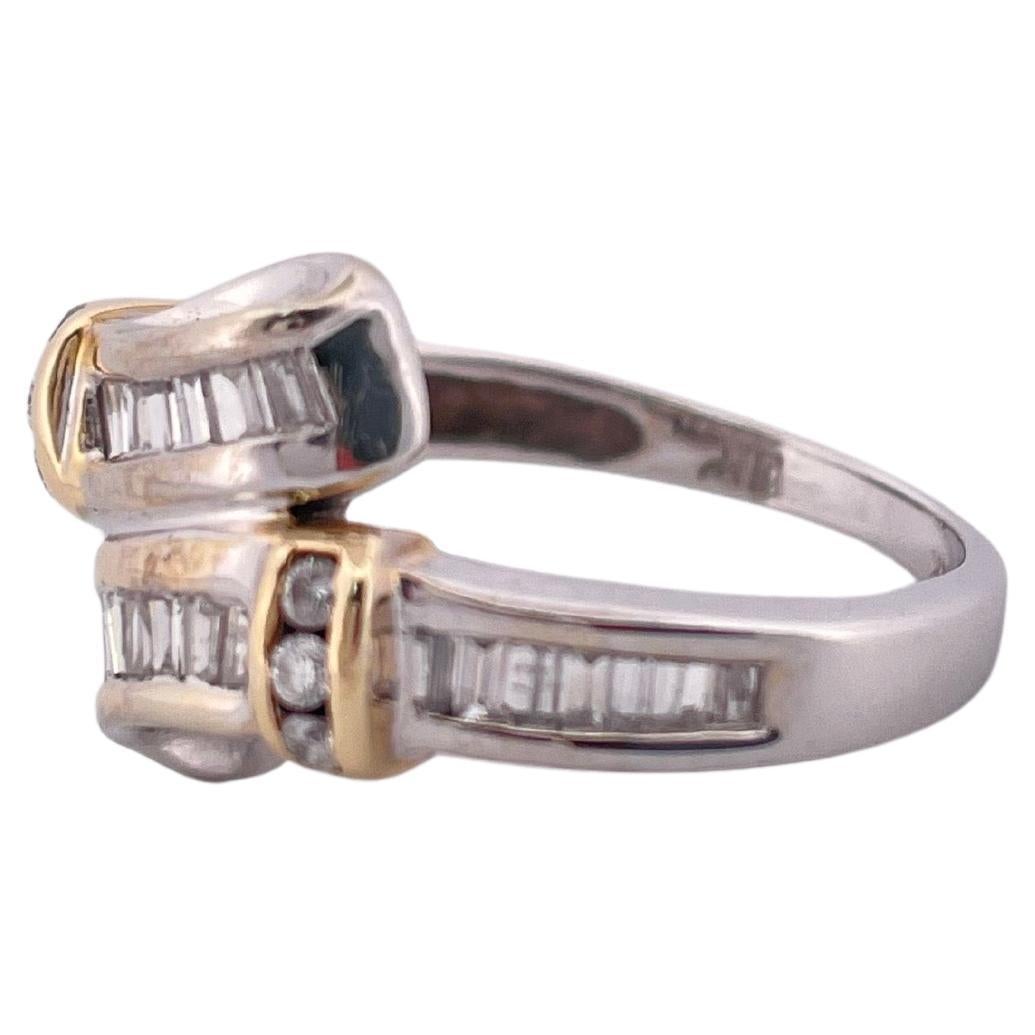 14k zweifarbiger Gold-Diamant-Ring (Baguetteschliff) im Angebot