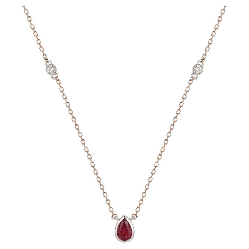 14 Karat zweifarbige Gold Diamant-Rubin-Halskette