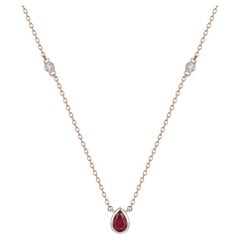 14K Two Tone Gold Diamond Ruby Necklace